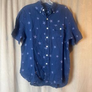 Ralph Lauren classic fit 100% linen Navy Star Print Casual‎ Shirt